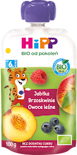 Mus Jabłka-Brzoskwinie-Owoce leśne BIO, po 6. miesiącu HiPP
