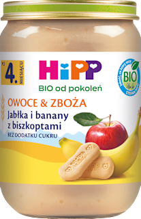 Jabłka i banany z biszkoptami BIO, po 4. miesiącu HiPP