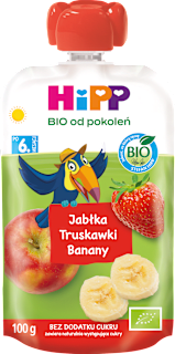 Mus Jabłka-Truskawki-Banany BIO, po 6. miesiącu HiPP