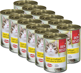 Popolna hrana za odrasle mačke s perutnino in z jetri v omaki, 12 × 415 g DEIN BESTES