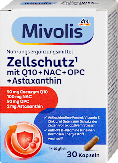 Zellschutz mit Q10 + NAC + OPC + Astaxanthin Kapseln 30 St Mivolis