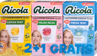 Zeliščni trdi bonboni, 2 + 1 gratis Ricola