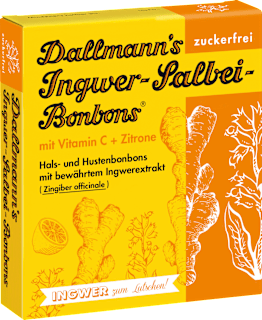 Ingwer-Salbei-Bonbons mit Vitamin C & Zitrone (20 Stück), zuckerfrei Dallmann's