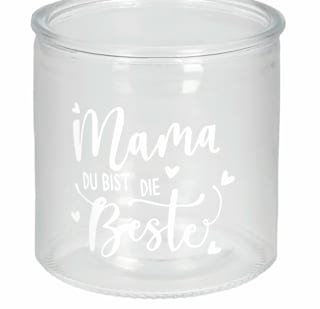 Kerzenhalter aus Glas "Mama du bist die Beste", klar Dekorieren & Einrichten