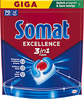 Kapsule za strojno pranje posuđa Excellence 3in1 Somat