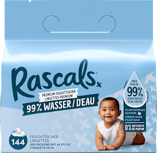 Feuchttücher Premium 99 % Wasser (3x48 St) Rascals
