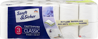 Classic toaletni papir, 3-slojni, 220 listića Sanft&Sicher