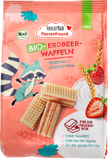 Kindersnack Bio-Erdbeer-Waffeln Erdbeer-Milchcreme ab 3 Jahren FRUCHTBAR Pausenfreund