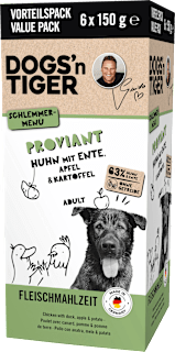 Nassfutter Hund mit Huhn, Ente, Apfel & Kartoffel, Proviant Multipack (6x150 g) DOGS'n TIGER