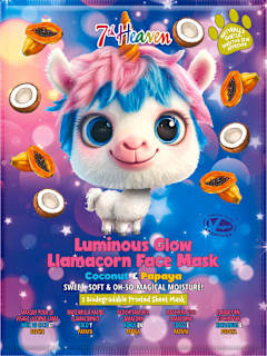Llamacorn Face maska za lice u maramici – kokos i papaja 7th Heaven