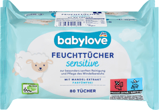 Vlažni robčki Sensitive, 2 x 80 kos babylove