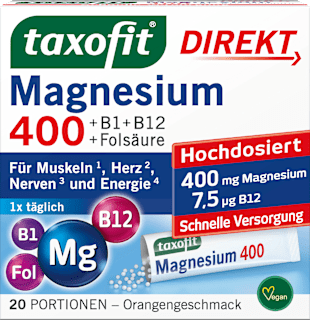Magnesium 400 + B1 + B6 + B12 + Folsäure 800 Direkt-Granulat 20 St. taxofit