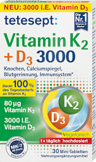 Vitamin K2 + D3 3000 Mini-Tabletten 30 St tetesept