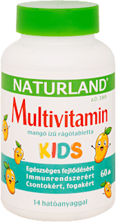 Multivitamin KIDS rágótabletta mangó ízesítéssel NATURLAND