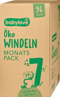 Windeln Öko Gr. 7 xxl (16+ kg), (4x24 St) Monatspack babylove