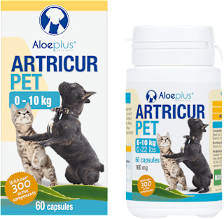 Dopolnilna hrana za pse in mačke, kapsule za sklepe in mišice Artricur Pet (0-10 kg) Aloeplus