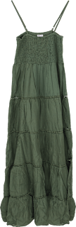 Duga haljina s naramenicama – maslinasto zelena, vel. L – XL HOOT