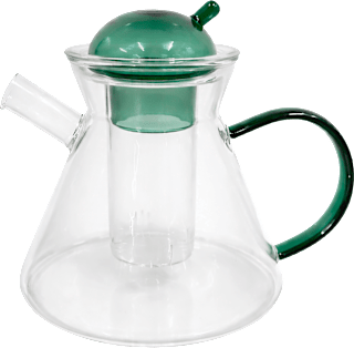 Teekanne aus Glas, transparent/grün (1.000 ml) Dekorieren & Einrichten