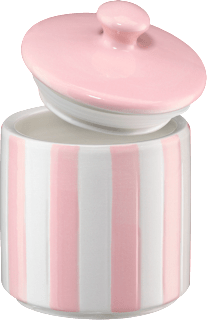 Zuckerdose aus Keramik, rosa/offwhite gestreift (9x12 cm) Dekorieren & Einrichten