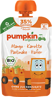Piure de legume, mango și ovăz ECO 6+ luni pumpkin organics