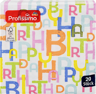 Mintás szalvéta, Happy Birthday 25 x 25 cm Profissimo