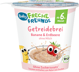 Getreidebrei Banane & Erdbeere ohne Milch ab dem 6. Monat Freche Freunde