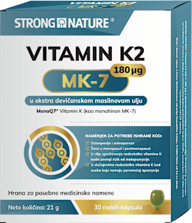 VITAMIN K2 MK-7 180µg meke kapsule STRONG NATURE