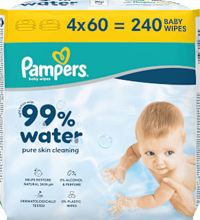 Vlažne maramice aqua, 4 x 60 kom. Pampers