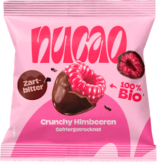 Trockenfrüchte, Crunchy Raspberries, Himbeeren mit Schokolade                 nucao