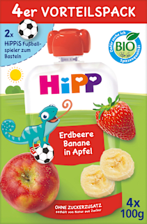 Quetschie Hippis Erdbeere-Banane in Apfel  ab 1 Jahr (4x100 g) HiPP