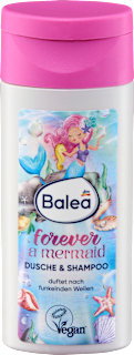 Otroški gel za tuširanje in šampon za lase 2 v 1 forever a mermaid, potovalna velikost Balea