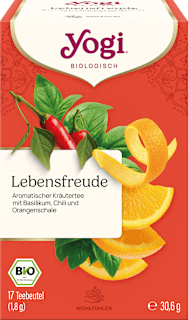 Kräutertee "Lebensfreude" mit Basilikum, Orangenschale & Chili (17 Beutel) YOGI TEA
