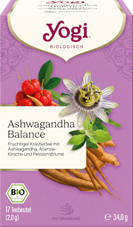 Kräutertee "Ashwagandha Balance" mit Ashwagandha, Acerola-Kirsche & Passionsblume (17 Beutel) YOGI TEA