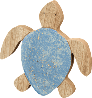 Holzaufsteller Schildkröte mit Goldsprenkeln, natur-blau BOLTZE