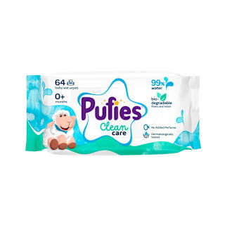 Șervețele umede clean care cu 99% apă Pufies