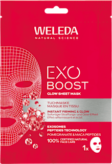 Maschera viso in tessuto EXO BOOST GLOW al melograno WELEDA