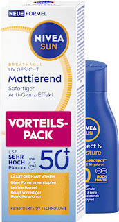 Sonnenschutz-Set Geichtssonnnencreme mattierend LSF 50+ und Protect & Moisture Sonnenmilch LSF 30 NIVEA SUN