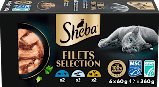 Nassfutter Katze Filets mit Geflügel & Fisch, Multipack (6x60 g) Sheba