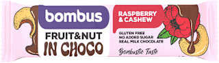 tyčinka Fruit & Nut in Choco s příchutí malina bombus