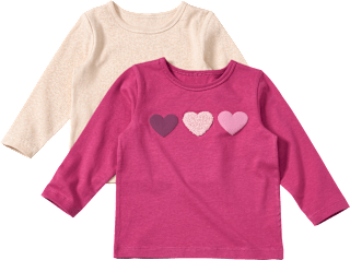 Langarmshirt mit Herz-Applikation & Ripp-Struktur, rosa + beige, Gr. 110 ALANA