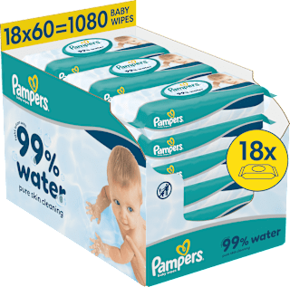 Vlhčené utierky 99 % water 18 x 60 Pampers baby-dry