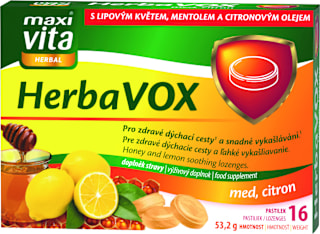 pastilky HerbaVOX med, citron maxi vita