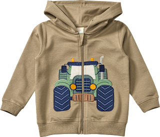 Sweatjacke mit Traktor-Applikation, braun, Gr. 98 ALANA