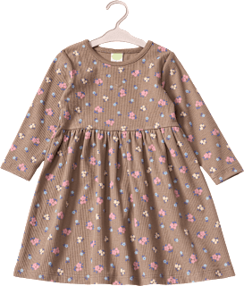 Kleid mit Blumen-Muster & Ripp-Struktur, braun, Gr. 110 ALANA