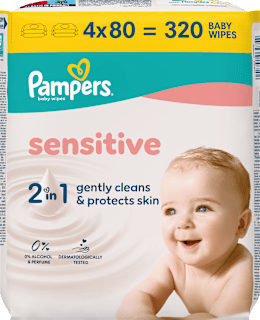 Vlažni robčki Sensitive, 4 × 80 Pampers