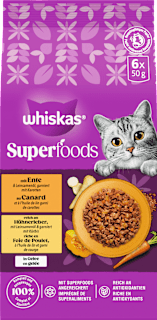 Nassfutter Katze mit Ente & Hühnerleber in Gelee, Multipack (6x50 g) Whiskas