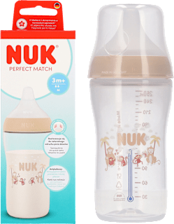 Butelka z miernikiem temperatury 260 ml Perfect Match smoczek 3+ Małpka  NUK