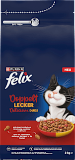 Trockenfutter Katze Doppelt Lecker Delicioux Duos Huhn- und Rindgeschmack Felix