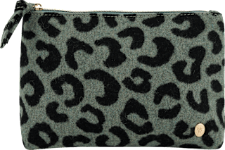 Kosmetiktasche Leoprint grün/schwarz manòu