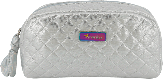 Kosmetiktasche mit Rautenmuster silber manòu